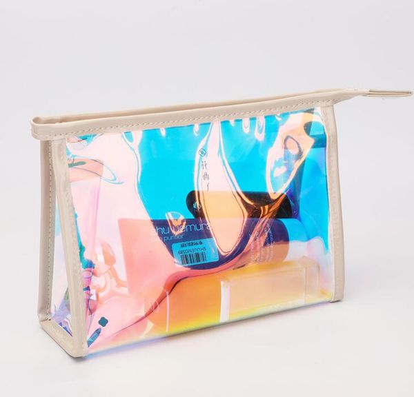 

сток лазерные косметические сумки женщины лазерная косметичка водонепроницаемый пвх путешествия сумка для туалетных принадлежностей молния о