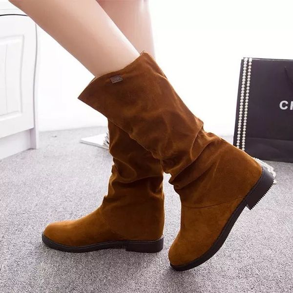 

with long boots woman non-slip woman boots leisure low with knight, Black