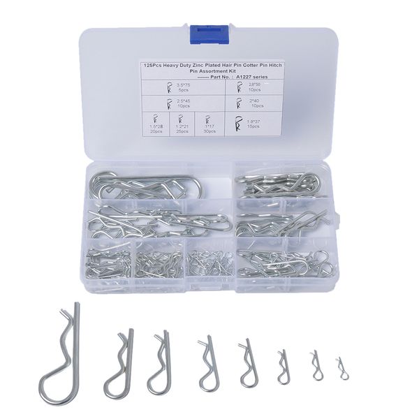 

125x r pin mechanical hitch hair tractor clip assortment kit case set cotter