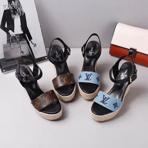 

2019 women l with box women andal away wedge real leather high heel andal 34 40 tran parent lipper lide andal flip flop 3 color, Black