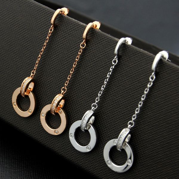 

fashion new brand 316l stainless steel brand love stud earring for mother and women with diamond earring jewelry lover gift, Golden;silver