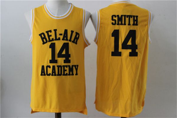 

the fresh prince of bel-air #14 will smith academy movie version basketball jersey - yellow, Black