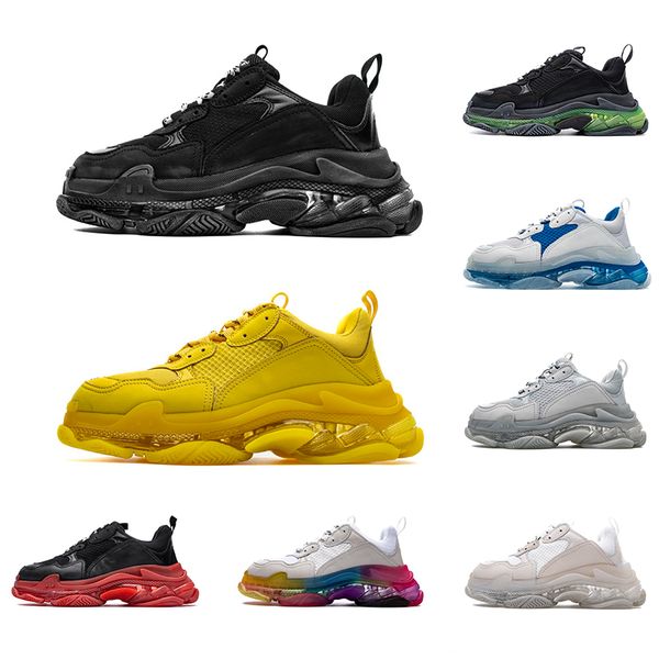 

paris 17fw triple s designer casual shoes old dad sneakers bubble soles mens womens sports size 36-45 ing, Black