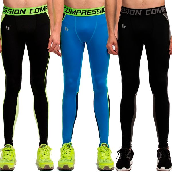

2016 men's color compression pants sports running tights basketball gym bodybuilding jogger jogging skinny leggings trousers, Black;blue