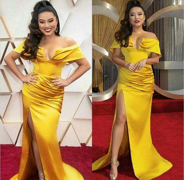 

celebrity red carpet evening dresses bateau neck vestidos de fiesta de noche ruched long side split prom dresses1925154, Black;red