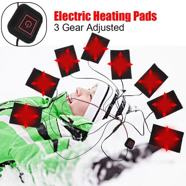 

outdoor t-shirts 1 set carbon fiber usb heating vest pad heated jacket clothes heater winter warm thermal pads, Gray;blue