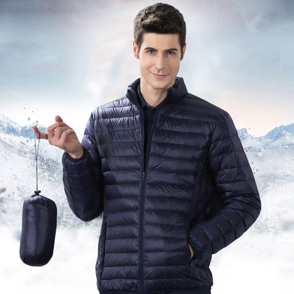 

mr-donoo men's winter warm coat white duck ultralight winter down jacket men slim portable package jacket, Black