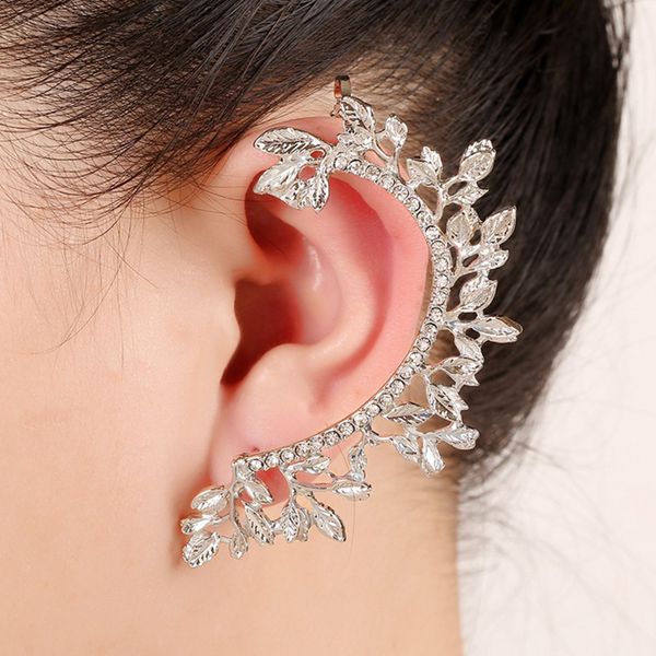 

2019 new fashion vintage leaf clip on earring long ear cuff clip women earrings jewelry brincos pendientes mujer 5e1203, Silver