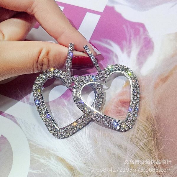 

2020 new 925 silver needle rhinestone circle crystal from swarovskis love temperament korean personality wedding jewelry, Golden;silver