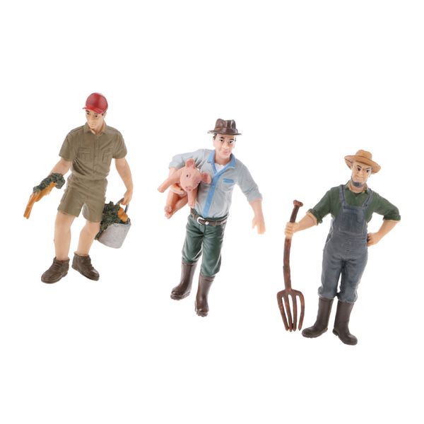 

3 pieces simulation farmer model action figures kids toy collections gift