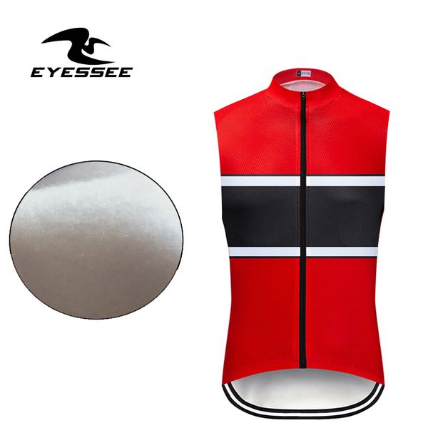 

professional team 2019 men's winter fleece bicycle vest ciclismo racing road sleeveless fleece eyessee cycling vest, Black