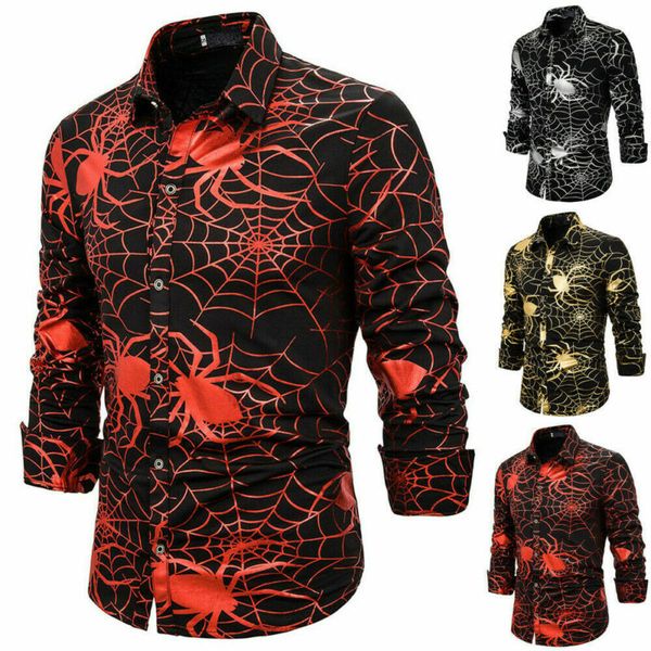 

fashion men luxury formal long sleeve print shirt casual slim fit shirts stylish button shirt, White;black