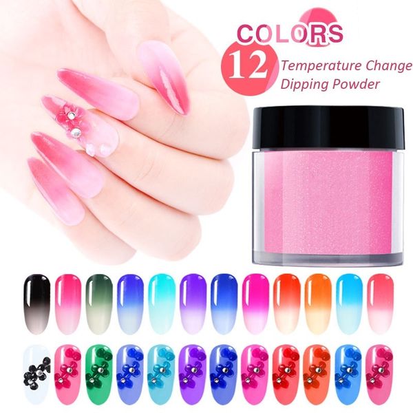 

1pc thermal polymer dipping nail powder 10gram shinny temperature color changing dipping glitter nail art decoration, Silver;gold