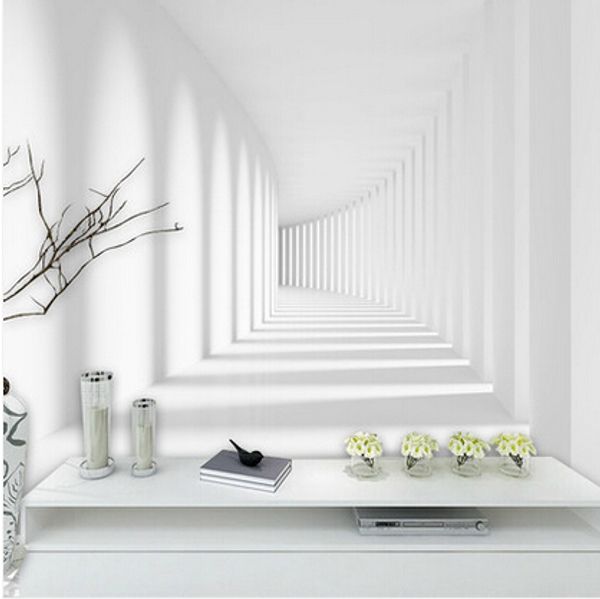 

3d p wallpaper large abstract murals for living room three dimensional promenade space mural wall paper modern white