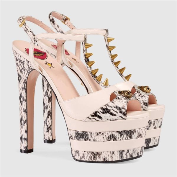 

6cm platform spiked rivets sandals women striped metallic 16cm heels pumps patent peep-toe wedding shoes mary jane more colour, Black