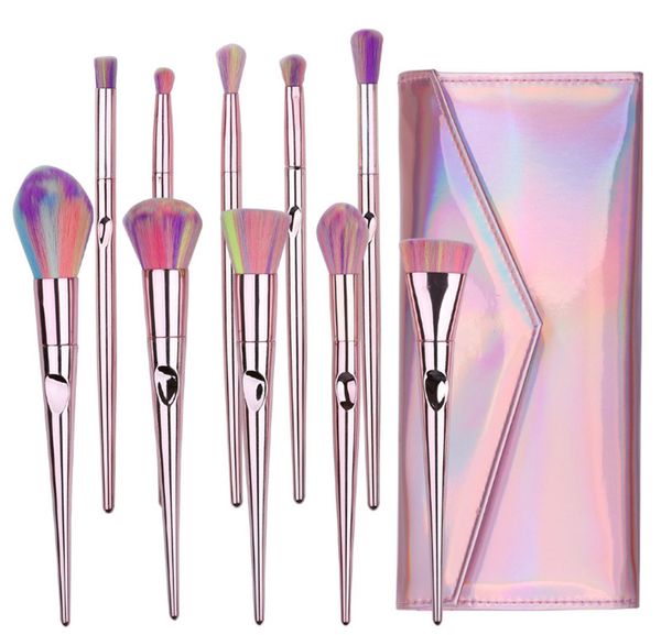 

2style 10pcs/set wet and wild makeup brush powder stick radiation package thumb makeup brush set eyeshadow brush with pu bag