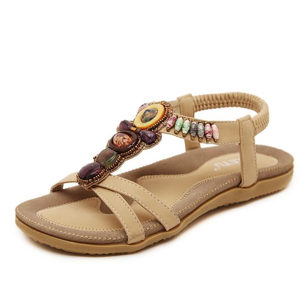 

new ethnic beading sandals women narrow band gladiator sandals big size summer shoes woman colorful beading flip flops s130, Black