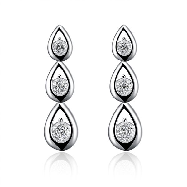 

plated sterling silver water drop diamond earrings djse775 size 1.9x0.5cm; women's 925 silver plate ear cuff jewelry earring