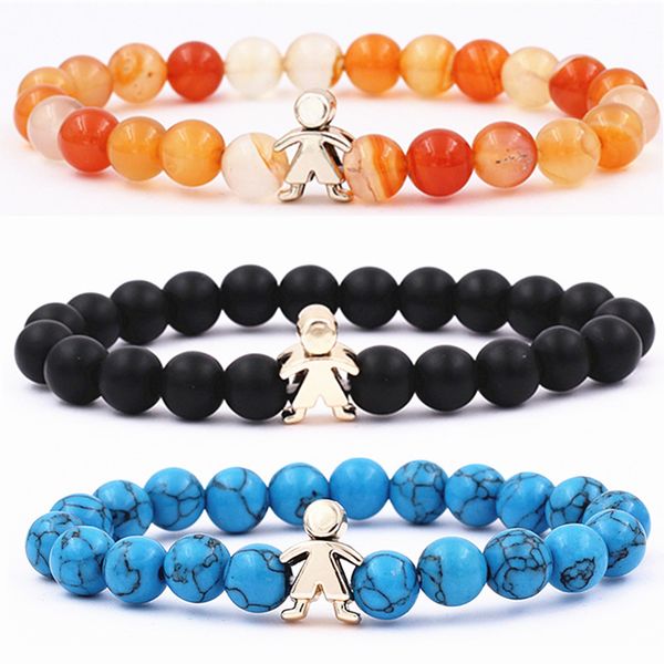

12pcs/lot rose gold planted kid charm natural stone stone beads riend beaded bracelets for women&mens drop shipping, Black