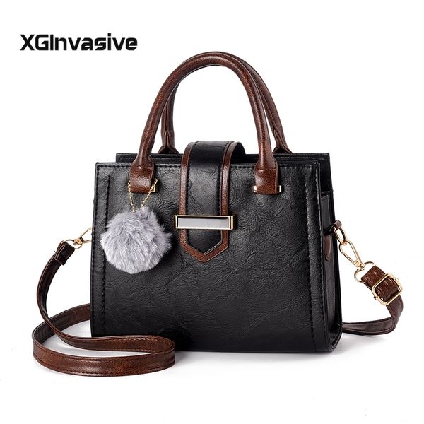 

мода pu кожа женщины сумки hairball crossbody закрылки сумка женского ретро плечо сплошного цвет кошелек сумка tassen
