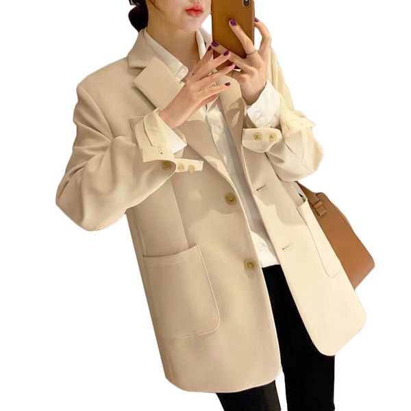 

women blazer suit jacket korean version of the new british style spring and autumn 2019 loose and slim casual suit jacket, White;black