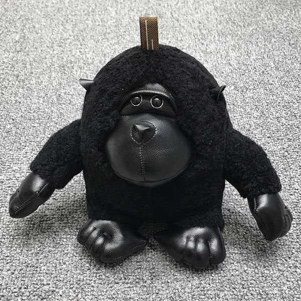 

backpack toys doll plush animal keyring holder sheep fur orangutan craft clip toy keychain wildlife hanger gift, Silver