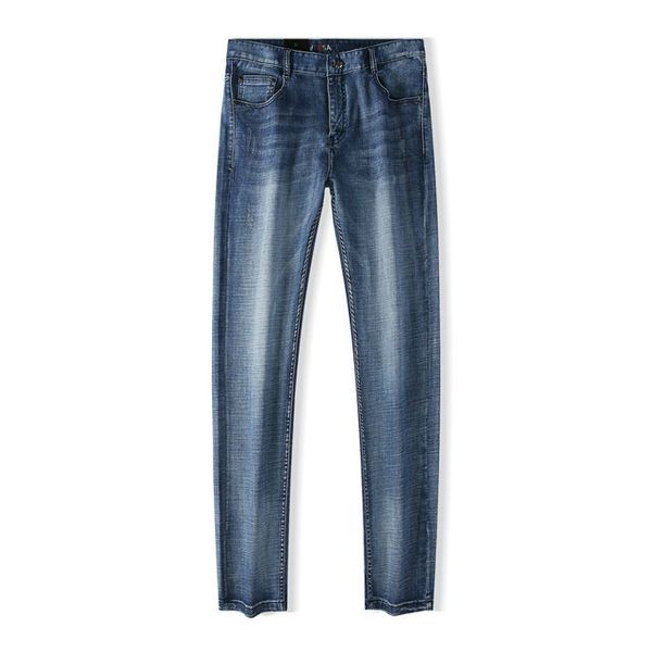 

2020 luxury designer jeans fashion designer slim fit washed motocycle denim pants panelled hip hop pantalons pour hommes, Blue