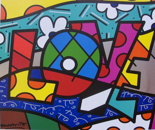 

romero britto art "love" 002 home decor handpainted oil painting on canvas wall art canvas large pictures 200528