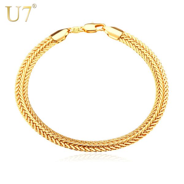 

u7 gold color bracelet fashion rock style wholesale 21cm length 0.6cm thick snake chain bracelets men/women jewelry h552, Black
