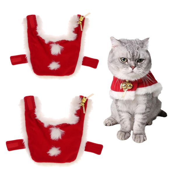 

2 pcs dog cat winter warm outfit red cloak for christmas holiday dress l/s