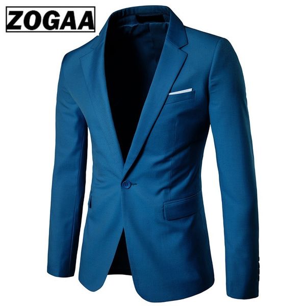 

zogaa men blazer casual one button slim fit office suit autumn winter jacket coat formal masculina blazer men's business blazers, White;black