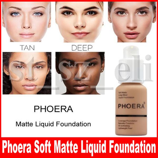 

phoera face makeup perfect beauty 30ml liquid foundation base soft matte long wear oil control concealer foundation cream