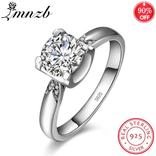 

lmnzb new fashion solid 925 sterling silver wedding ring 6mm cz diamond engagement brand jewelry wholesale for women lr361, Golden;silver