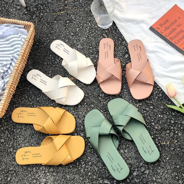 

2019 shoes woman women summer beach flip flops slippers indoor home female ladies slides fashion lady flats slippers for women, Black