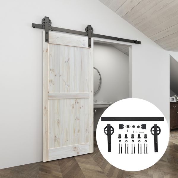 

4.9ft/6ft/6.6ft black carbon steel big hanger roller interior sliding barn door hardware