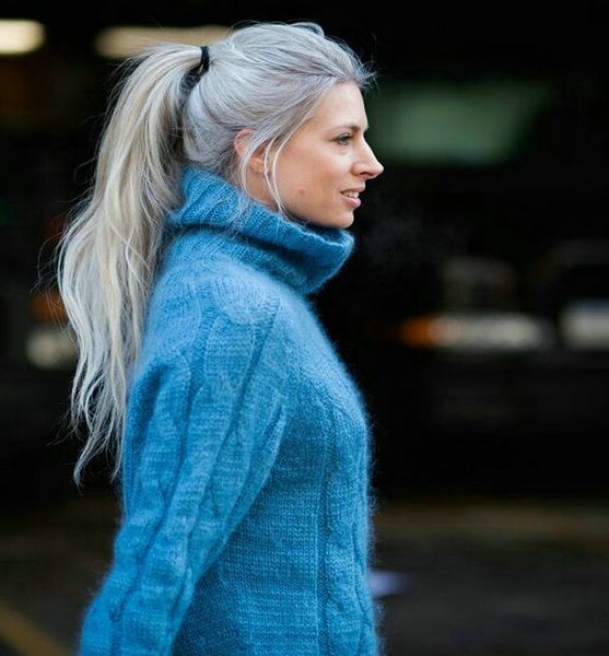 

natural silver silky straight grey human hair ponytail hair piece wraps around clip in gray pony tail hairpiece, Black