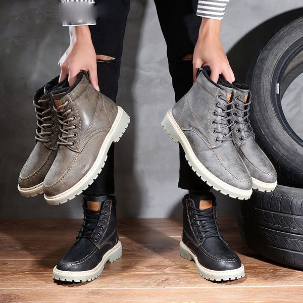 

leather boots men winter shoes men snow boots designer shoes men chaussure zapatos de hombre, Black