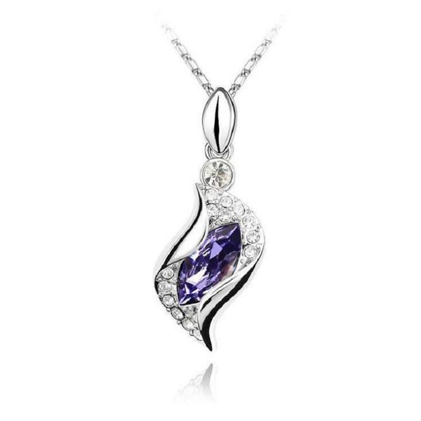 

2020curve crystal pendant necklace made with crystals from swarovski for women gift 1-209, Silver