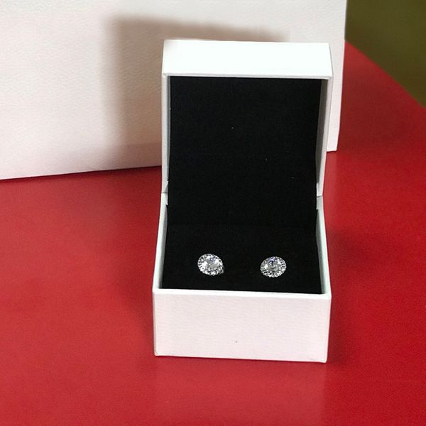 

women's luxury fashion jewelry designer earrings original box for pandora 925 sterling silver crystal diamond womens stud01, Golden;silver
