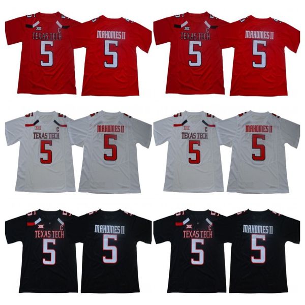 

Mens Patrick Mahomes II Texas Tech Red Raiders College Football Jerseys Cheap #5 Patrick Mahomes II University TTU Football Shirts C Patch