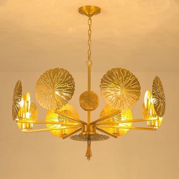 Post Modern Golden Led Chandelier Living Study Room Luxury Lighting Restaurant Hanging Lamp Bedroom Decorative Fixtures Led Multi Pendant Lights Brass