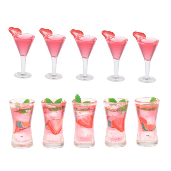 

10 pieces cocktail wine glasses dollhouse kitchen beverage supplies for 1/12 miniature dollhouse
