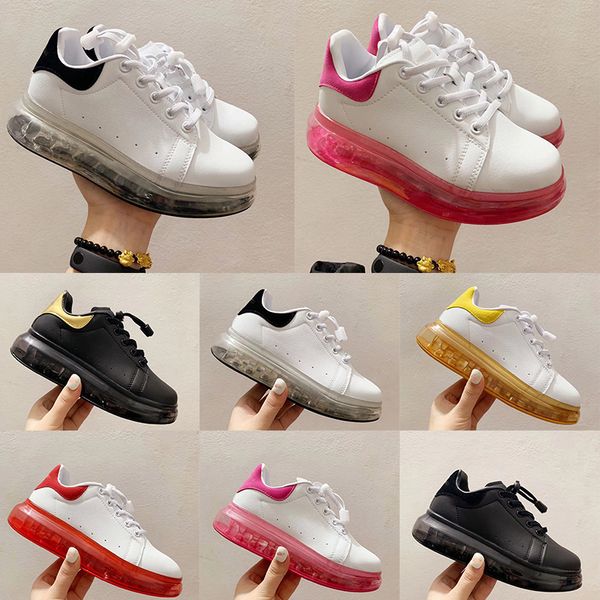 

black red golden 2020 boy girl shoes new fashion luxury white leather platform shoes flat casual shoes kids black red pink sneakers