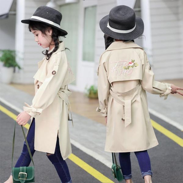 

8 12 14 spring kids outerwear autumn girls clothing trench jackets children's windbreaker jackets girls children's coats, Blue;gray