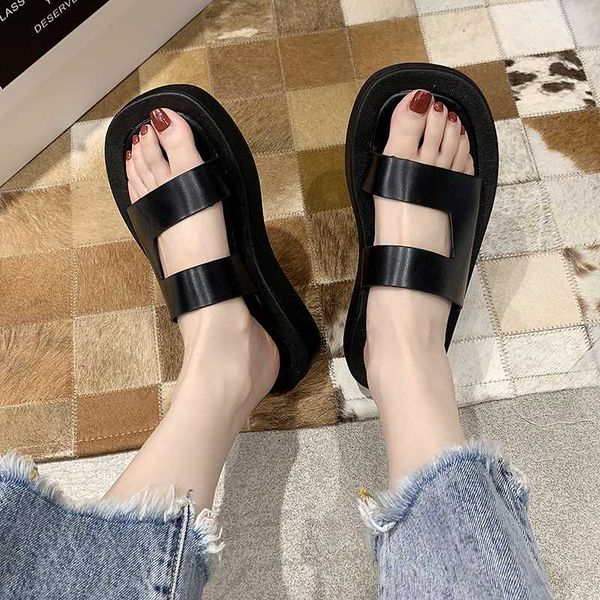 

slippers casual shoes woman 2020 med slipers women shale female beach platform lady flat new sabot soft girl leisure, Black