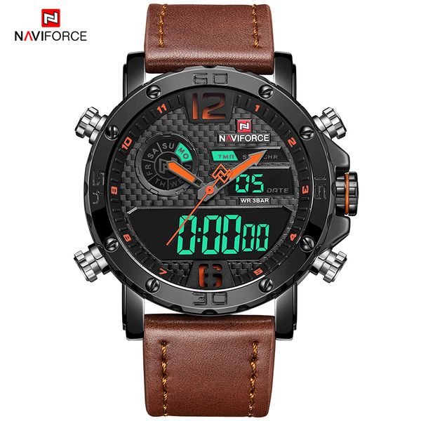 

new naviforce men's casual sport watch men fashion militay waterproof wristwatch male chronograph clock watchesrelogio masculino, Slivery;brown
