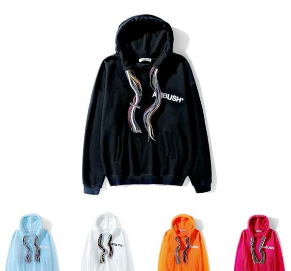 

ambush colorful braids designer hoodies sweatshirts warm clothes oversize men designer ambush hip hop ab kanye west solid hoodie sale, Black