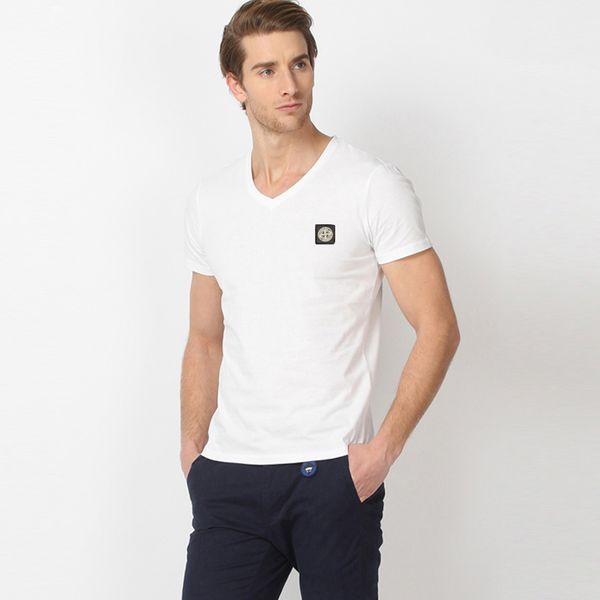 

coolmind qi0311a cool loose o-neck summer printed casual men t shirt short sleeve 100% cotton cotton comfortable fabric tshirts, White;black