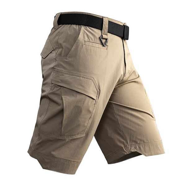 

summer hiking mountainskin waterproof outdoors tactical shorts menmulti-pocket overalls hiking cargo short, Brown;gray