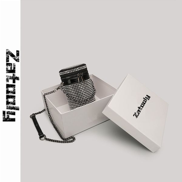 

сумки для женщин 2020 моды нового дизайна мини перекинул цепи сумка цилиндрической сумки с бриллиантами